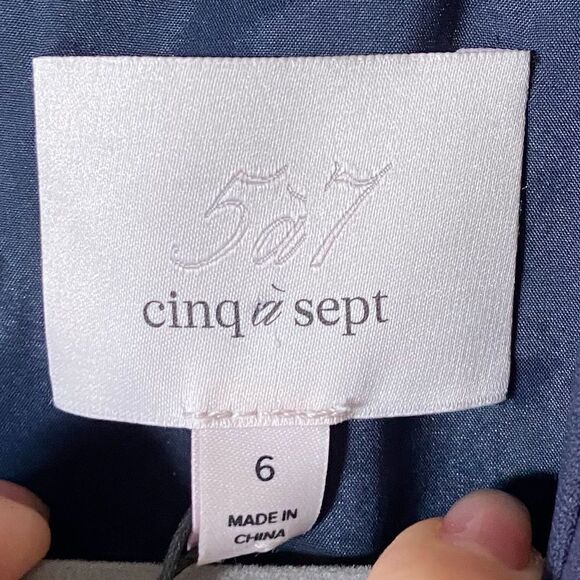 NWT Cinq A Sept Merryl Mini Blue Dress Keyhole Crepe Size 6 - Picture 16 of 17